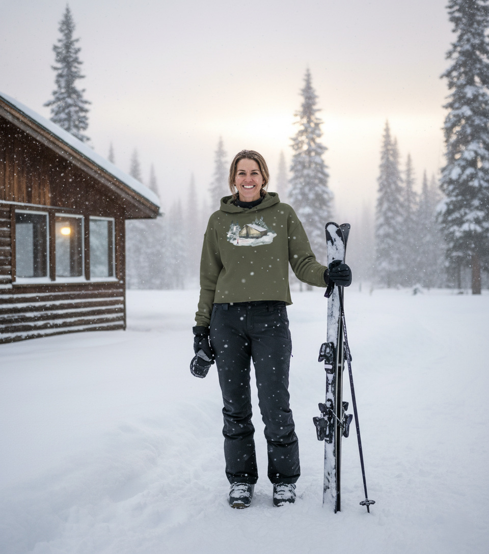 Women Who Ski Crop Hoodie